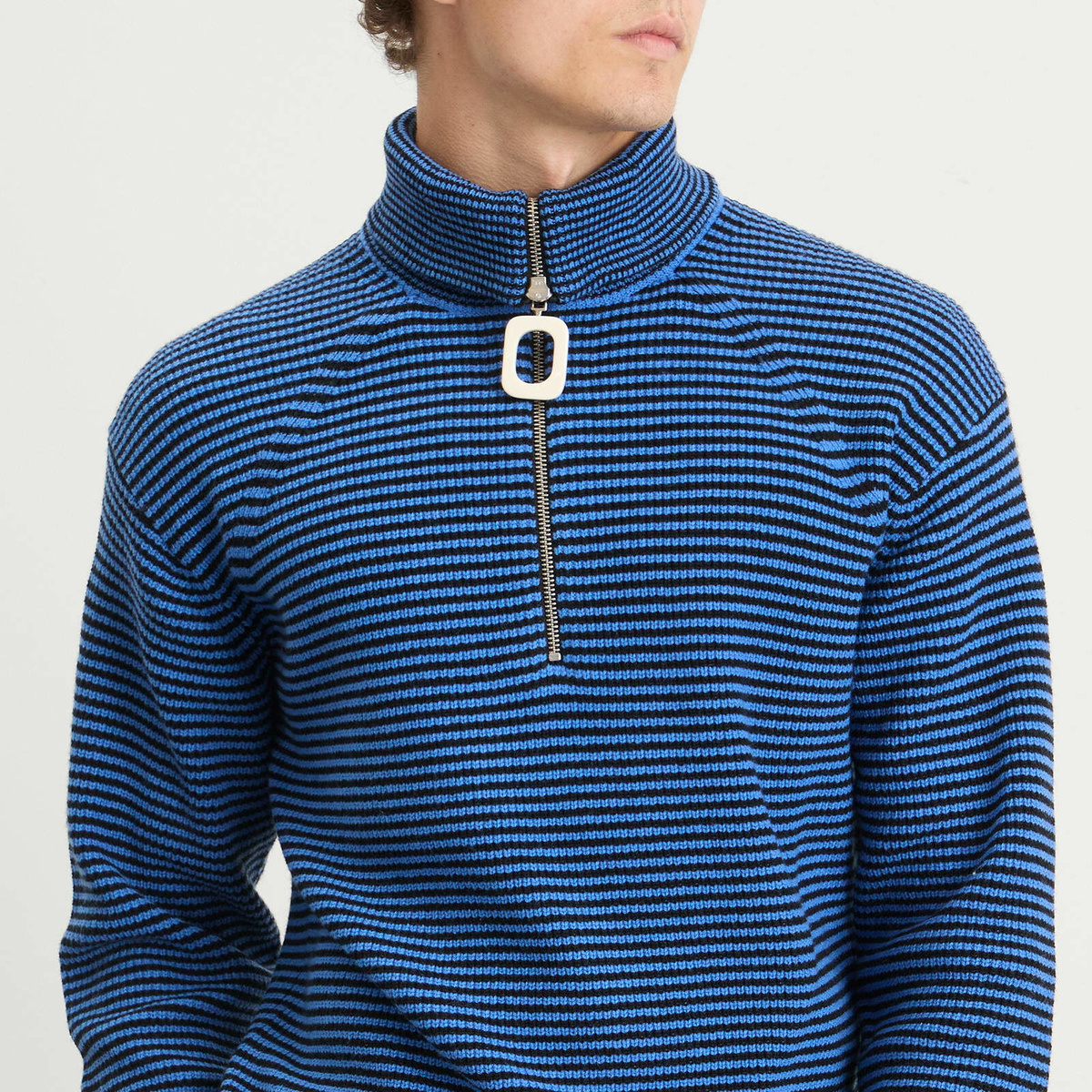 JW Anderson Men's Half Zip Jumper in Blue/Black JW Anderson