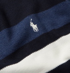 POLO RALPH LAUREN - Logo-Embroidered Striped Honeycomb-Knit Cotton Sweater - Blue
