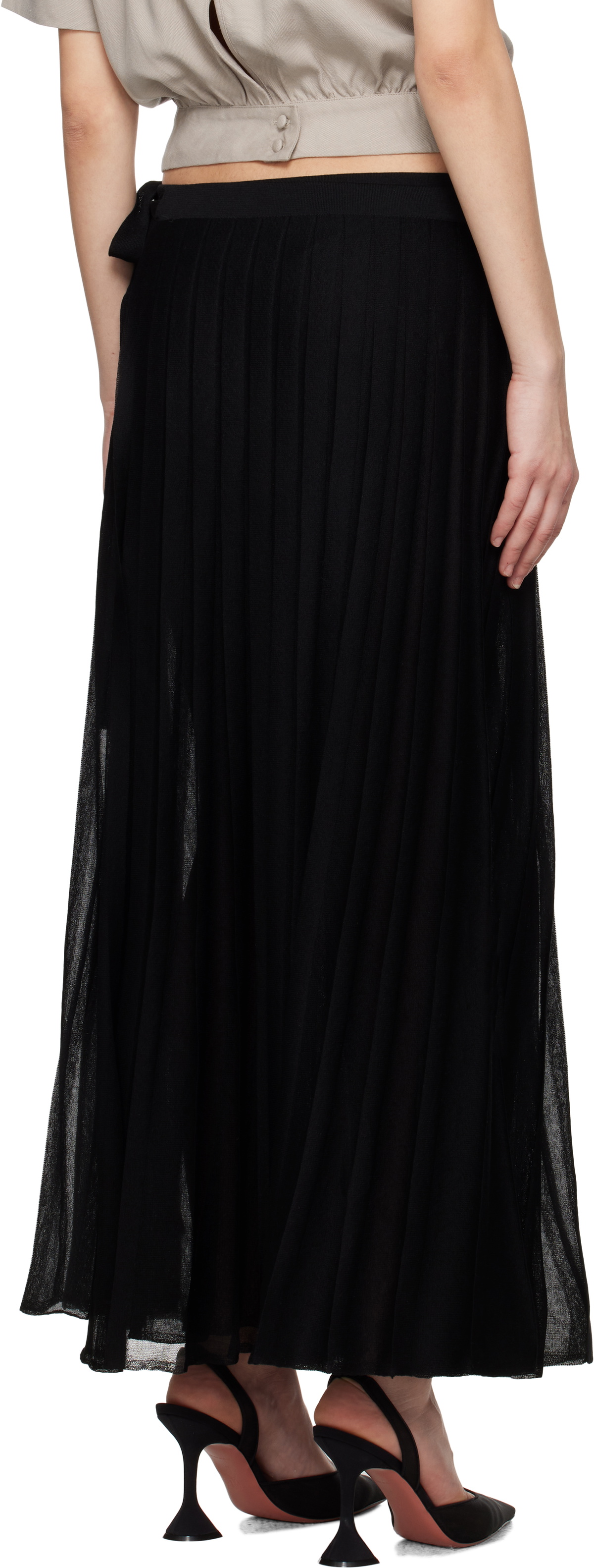 REMAIN Birger Christensen Black Knit Wrap Maxi Skirt