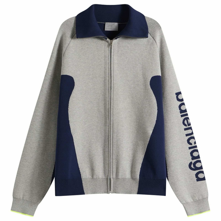 Photo: Balenciaga Men's Zip-Up Sport Jacket in Grey/Navy