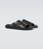 Giorgio Armani Logo embossed leather slides