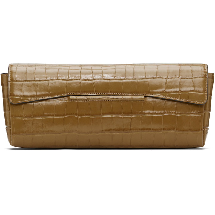 Photo: TOTEME Khaki Soft Croco-Embossed T Clutch