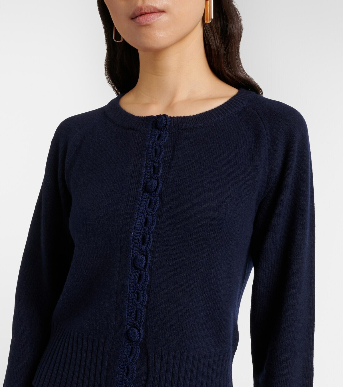 Erdem Crochet-trimmed wool-blend cardigan