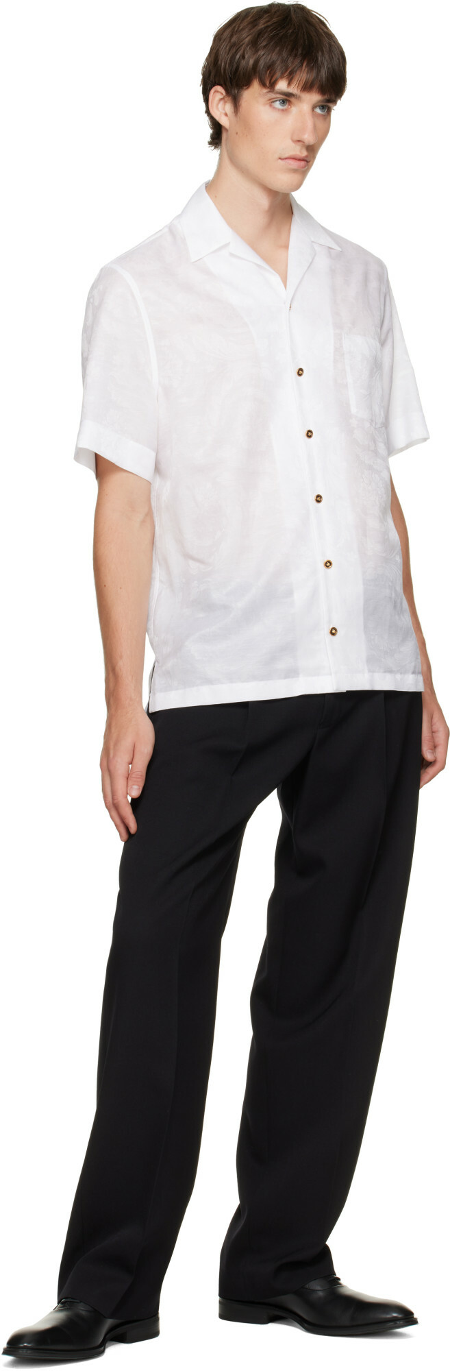 Versace White Jacquard Silk-Blend Shirt