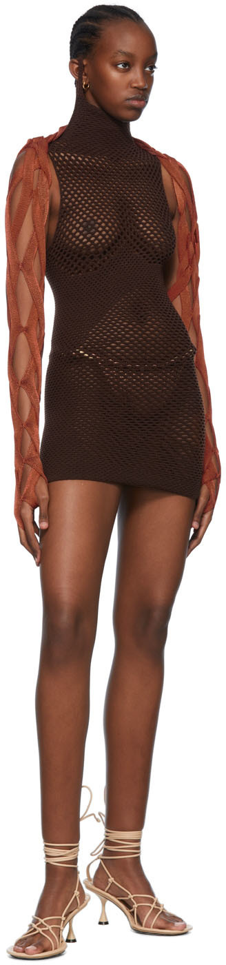 ISA BOULDER Brown Acrylic Mini Dress Isa Boulder ISA BOULDER Brown Acrylic Mini Dress Isa Boulder