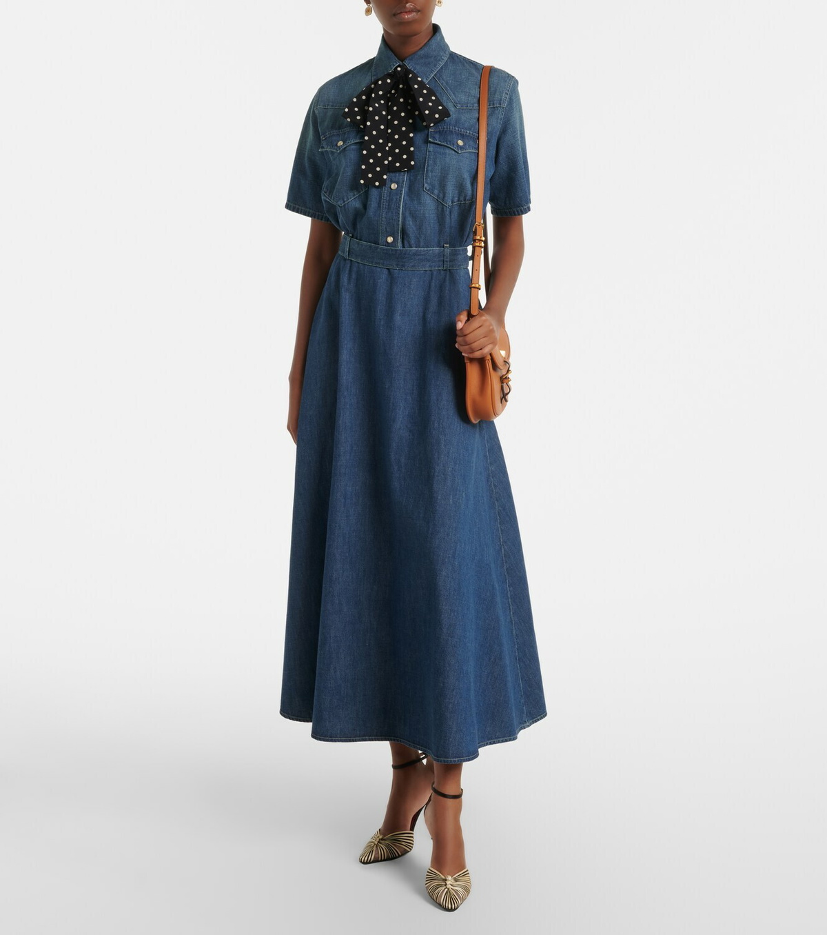 Valentino Belted denim polo dress