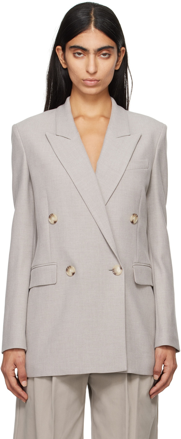BOSS Gray Regular-Fit Double-Breasted Blazer