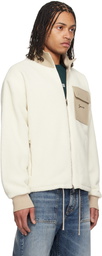 Givenchy White Fleece & Leather Zipped Jacket