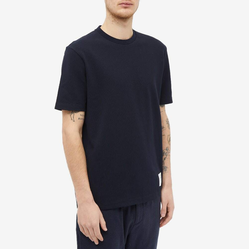 Thom Browne Men's Side Four Bar Pique T-Shirt in Navy Thom Browne