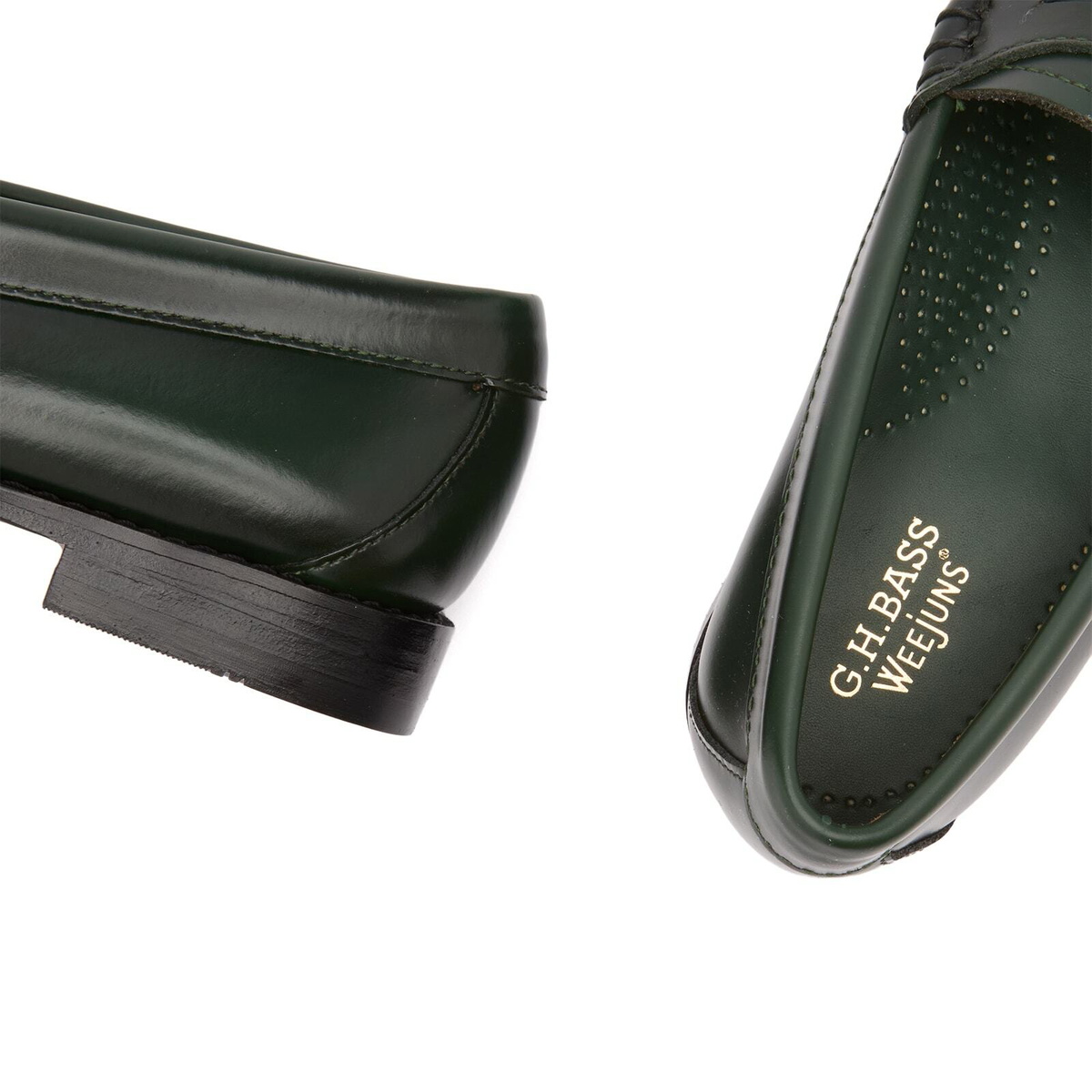 Bass Weejuns Women's Penny Loafer in Dark Green Leather