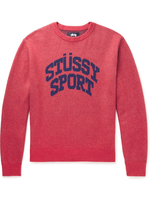 Photo: Stussy - Jacquard-Knit Sweater - Red