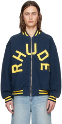 Rhude Navy Striped Bomber Jacket