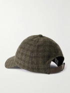 CELINE - Logo-Appliquéd Checked Wool-Felt Baseball Cap - Brown
