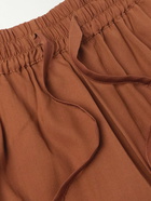 UMIT BENAN B - Julian Straight-Leg Silk Drawstring Shorts - Brown