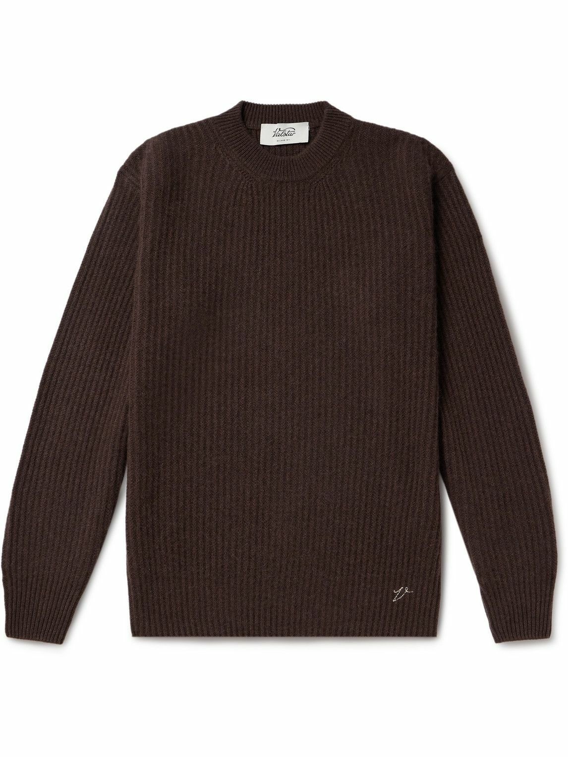 Photo: Valstar - Logo-Embroidered Ribbed Cashmere Sweater - Brown