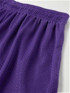 Stray Rats - Arch Straight-Leg Logo-Print Mesh Shorts - Purple