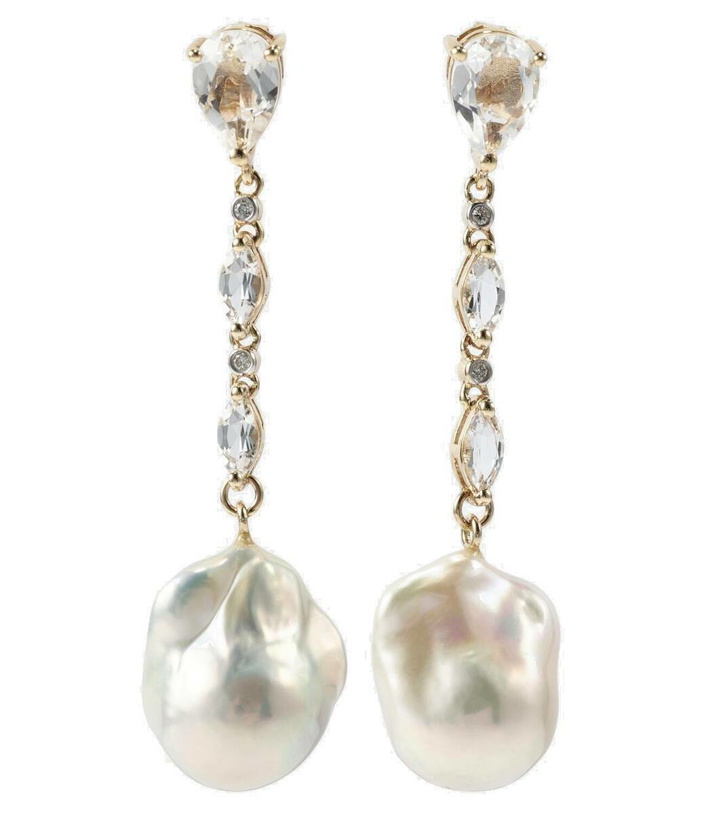 Photo: Mateo 14kt gold earrings with pearls and topaz