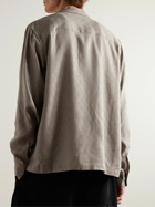Saturdays NYC - Marco Zen Camp-Collar Lyocell and Linen-Blend Jacquard Shirt - Gray
