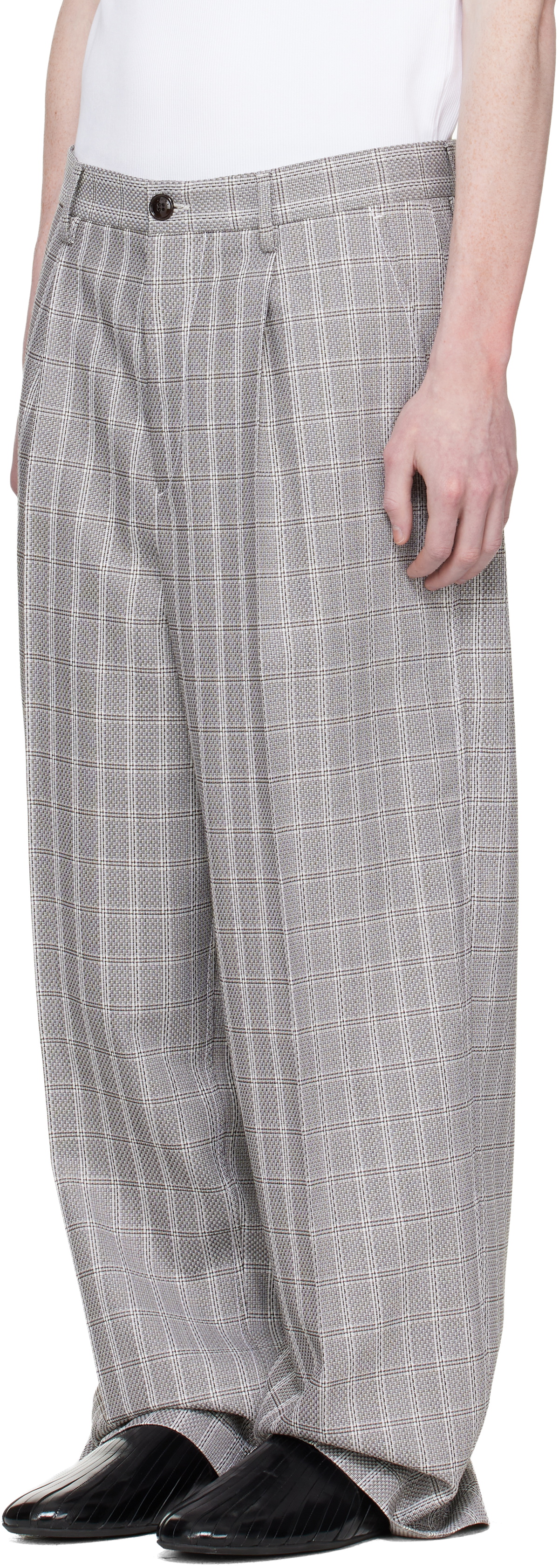 Marni Gray Check Wool Trousers