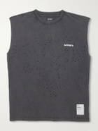 Satisfy - Distressed Logo-Print MothTech™ Organic Cotton-Jersey Tank Top - Gray