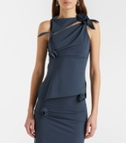 Coperni Floral-appliqué gathered jersey top