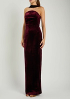 Roland Mouret Scarf-effect Velvet Gown Burgundy