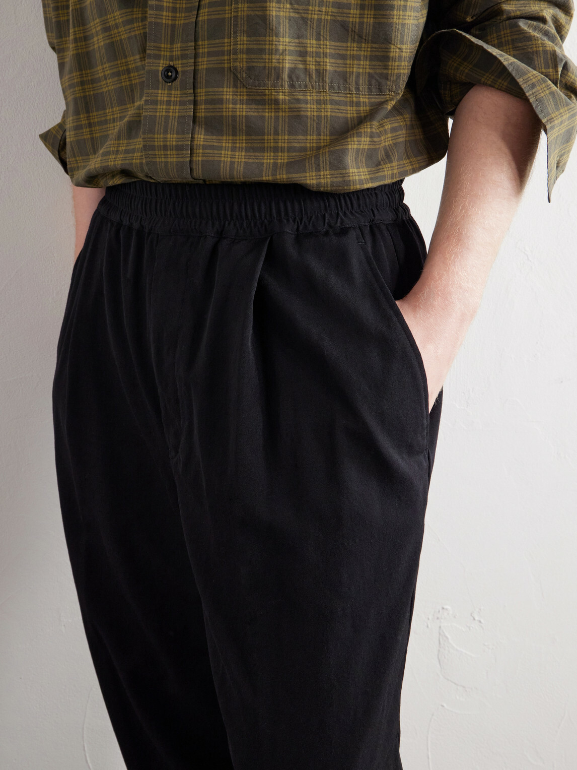 Graphpaper - Easy Wide-Leg Gathered Wool-Gabardine Trousers - Black