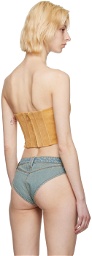 GUESS USA Tan Lace-Up Suede Bustier