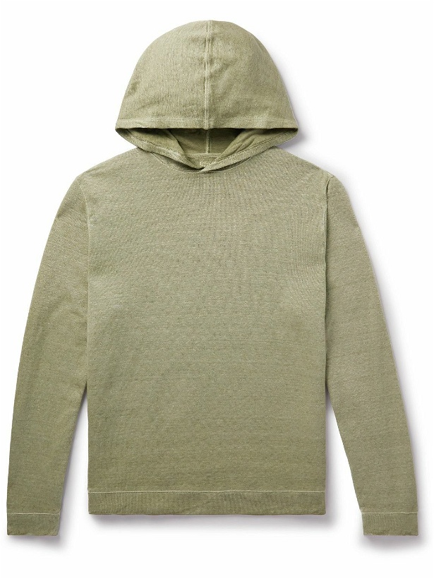 Photo: 120% - Stretch-Linen and Cotton-Blend Hoodie - Green