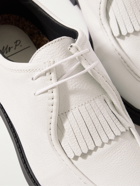 MR P. - Pebble-Grain Leather Kiltie Derby Golf Shoes - White