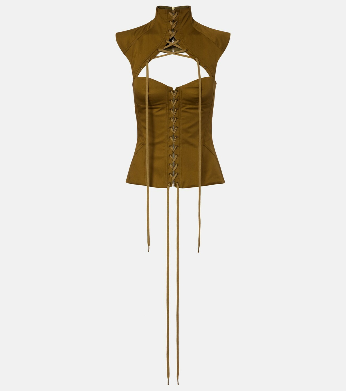 McQueen Cutout lace-up cotton corset top