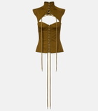 McQueen Cutout lace-up cotton corset top