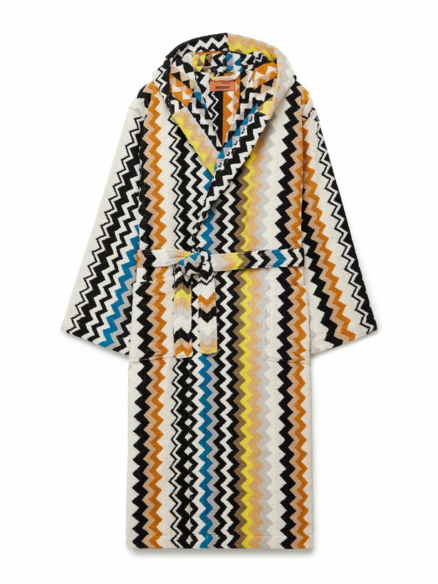 Photo: Missoni Home - Curt Striped Cotton-Terry Jacquard Hooded Robe - Multi