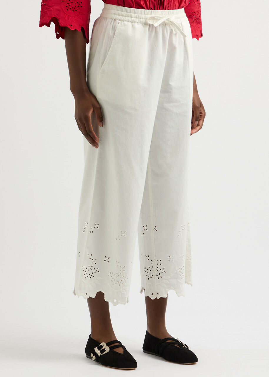Damson Madder Lana Broderie-anglaise Cotton Trousers White Damson