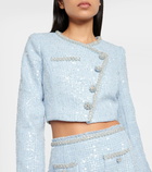 Self-Portrait Cropped sequin bouclé blazer