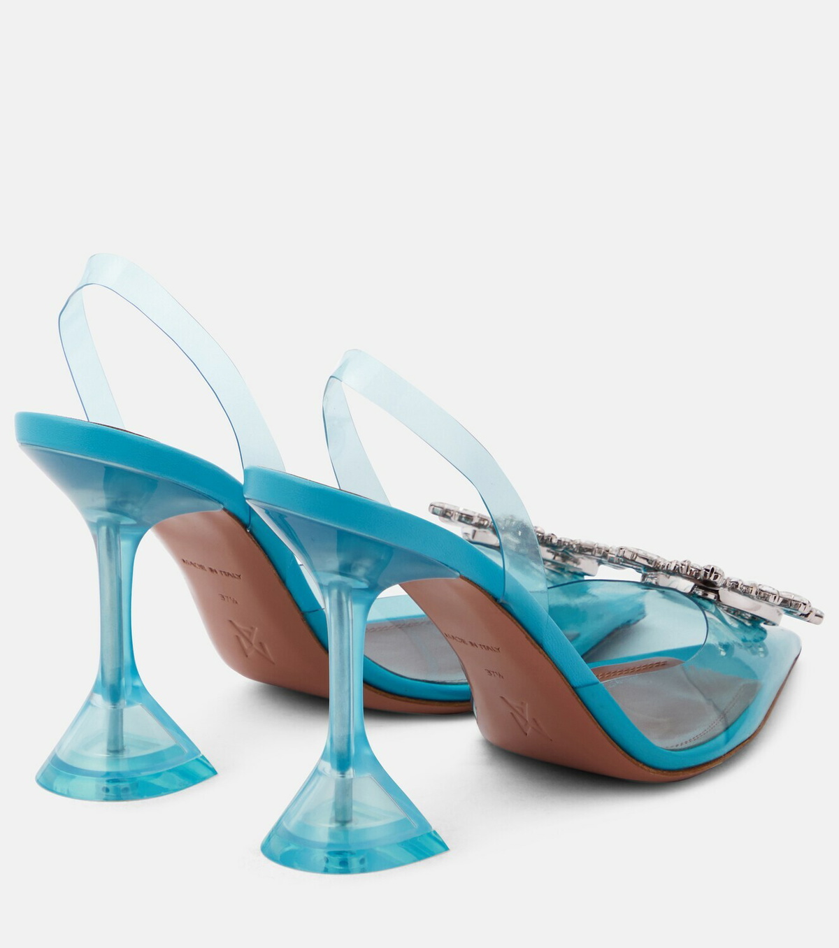 amina muaddi green pvc