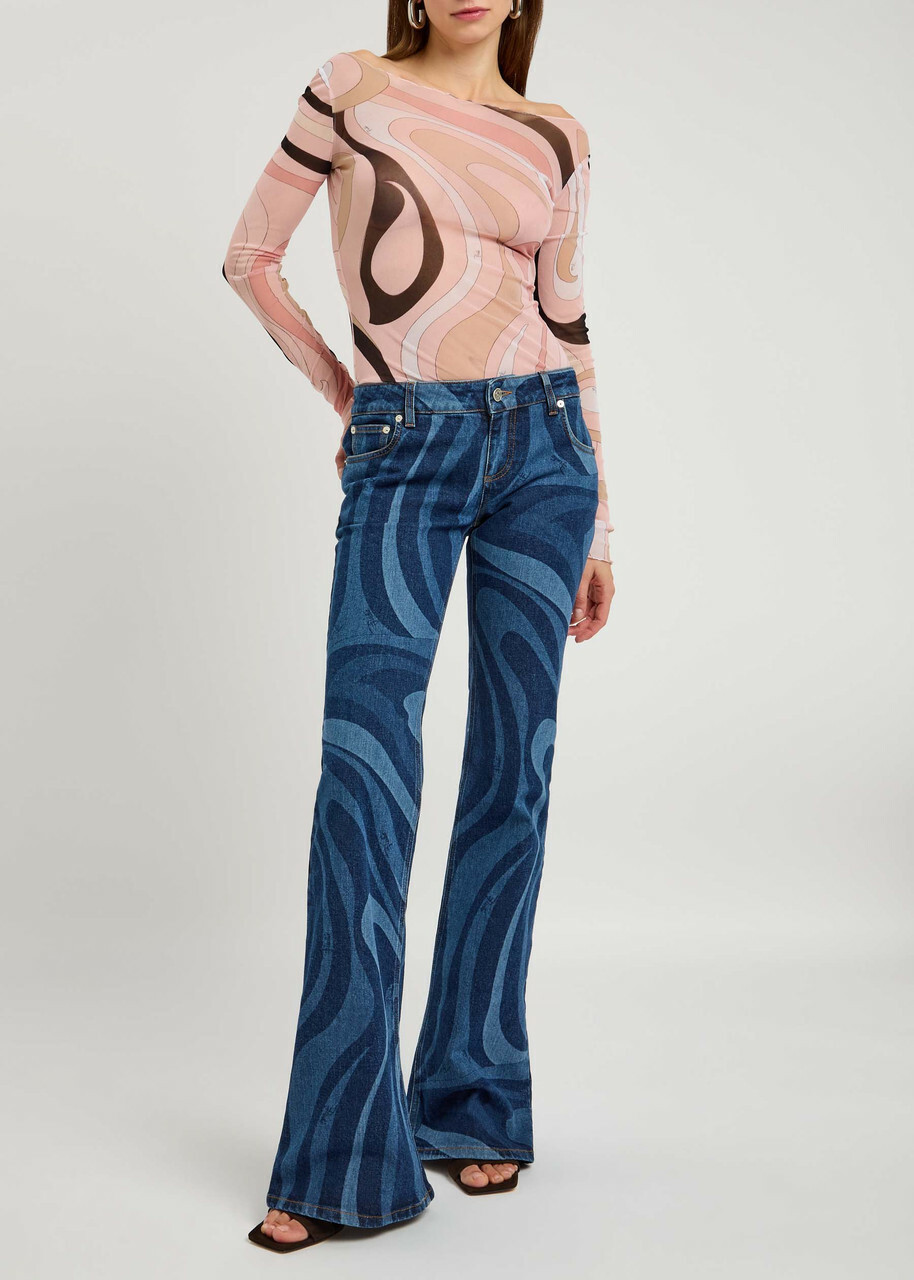 Pucci Wave-printed Flared-leg Jeans Denim