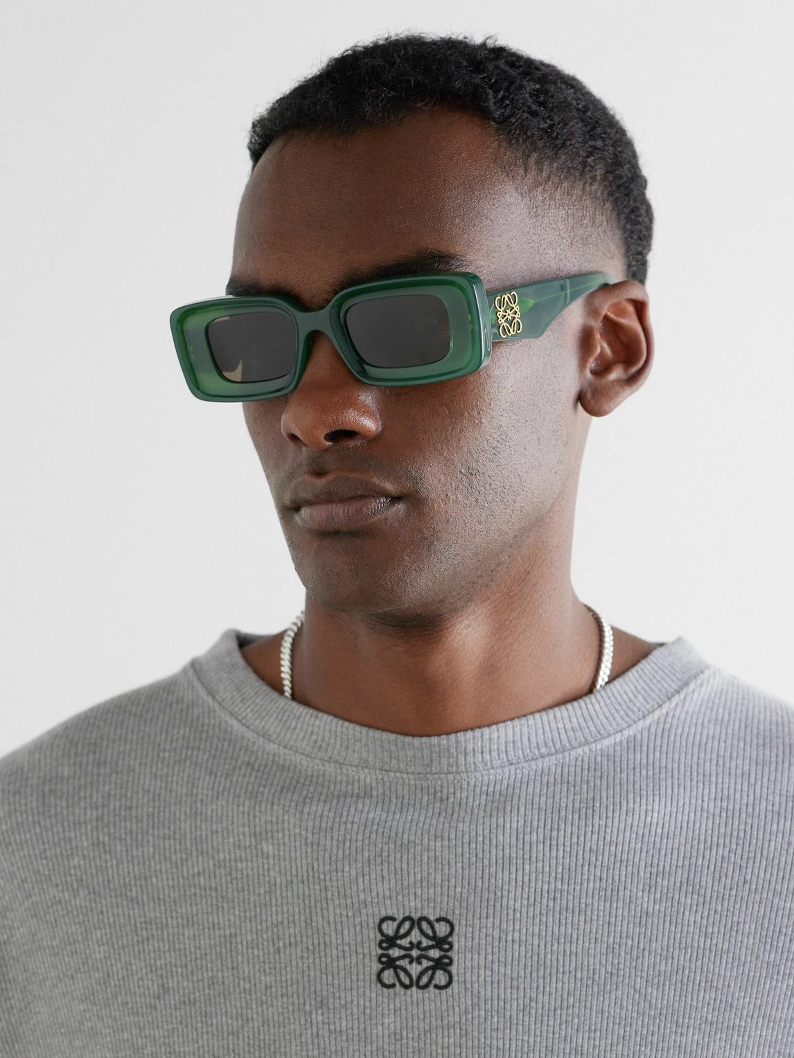 Loewe Sunglasses Anagram Acetate Rectangle Frame‎ Shades LOEWE EYEWEAR Anagram Rectangular-Frame Acetate Sunglasses  main image 2