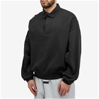 Fear of God ESSENTIALS Men's Spring Long Sleeve Polo Shirt in Jet Black