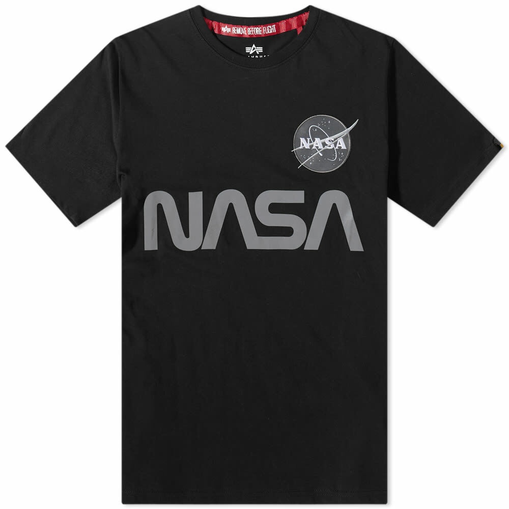 Alpha Industries Men\'s Space Shuttle Black/Neon Purple Industries Alpha T-Shirt in