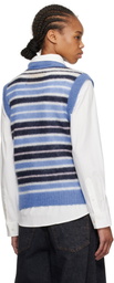 Marni Blue Brushed Mohair Stripe Vest
