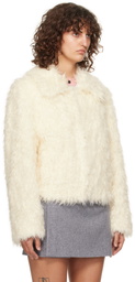 MSGM Off-White Hook-Eye Faux-Fur Jacket