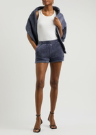 Alexanderwang.t Faded Logo Cotton-blend Shorts Blue