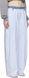 alexanderwang.t Blue & White Denim Waistband Cotton Oxford Trousers
