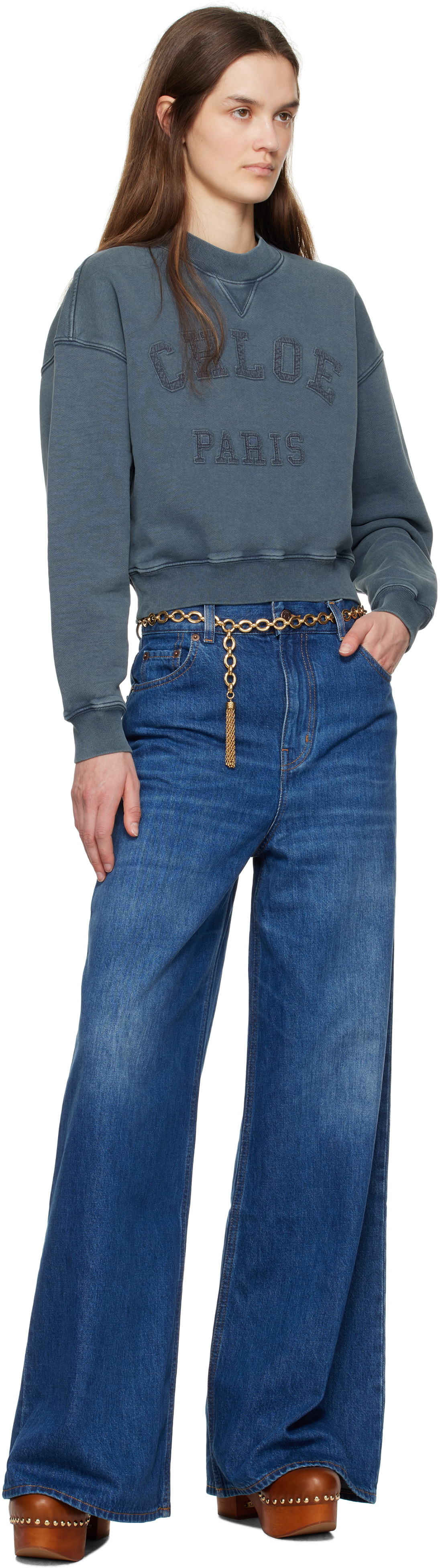 Chloé Blue Short Logo Sweatshirt