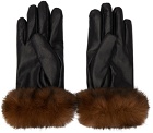 Ernest W. Baker Black Leather Faux-Fur Gloves