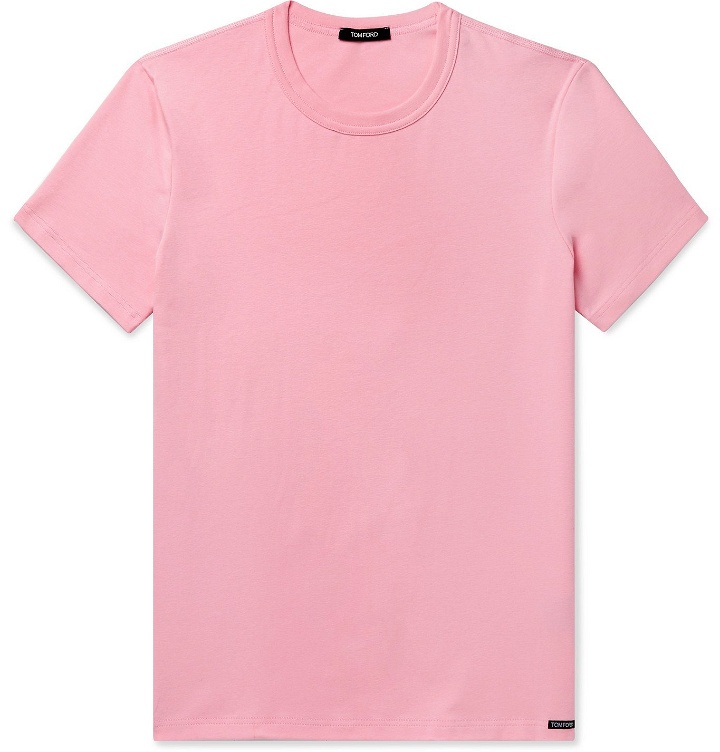 Photo: TOM FORD - Slim-Fit Mélange Stretch-Cotton Jersey T-Shirt - Pink
