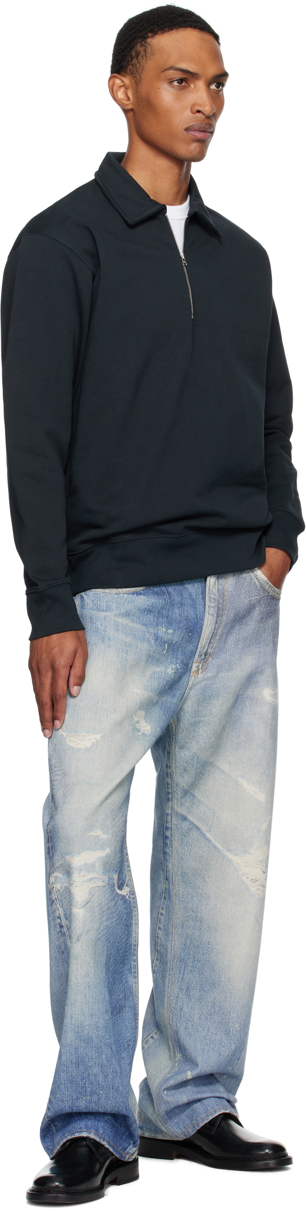 NORSE PROJECTS Navy Ketel Relaxed Organic Half Zip Sweatshirt
