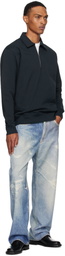 NORSE PROJECTS Navy Ketel Relaxed Organic Half Zip Sweatshirt