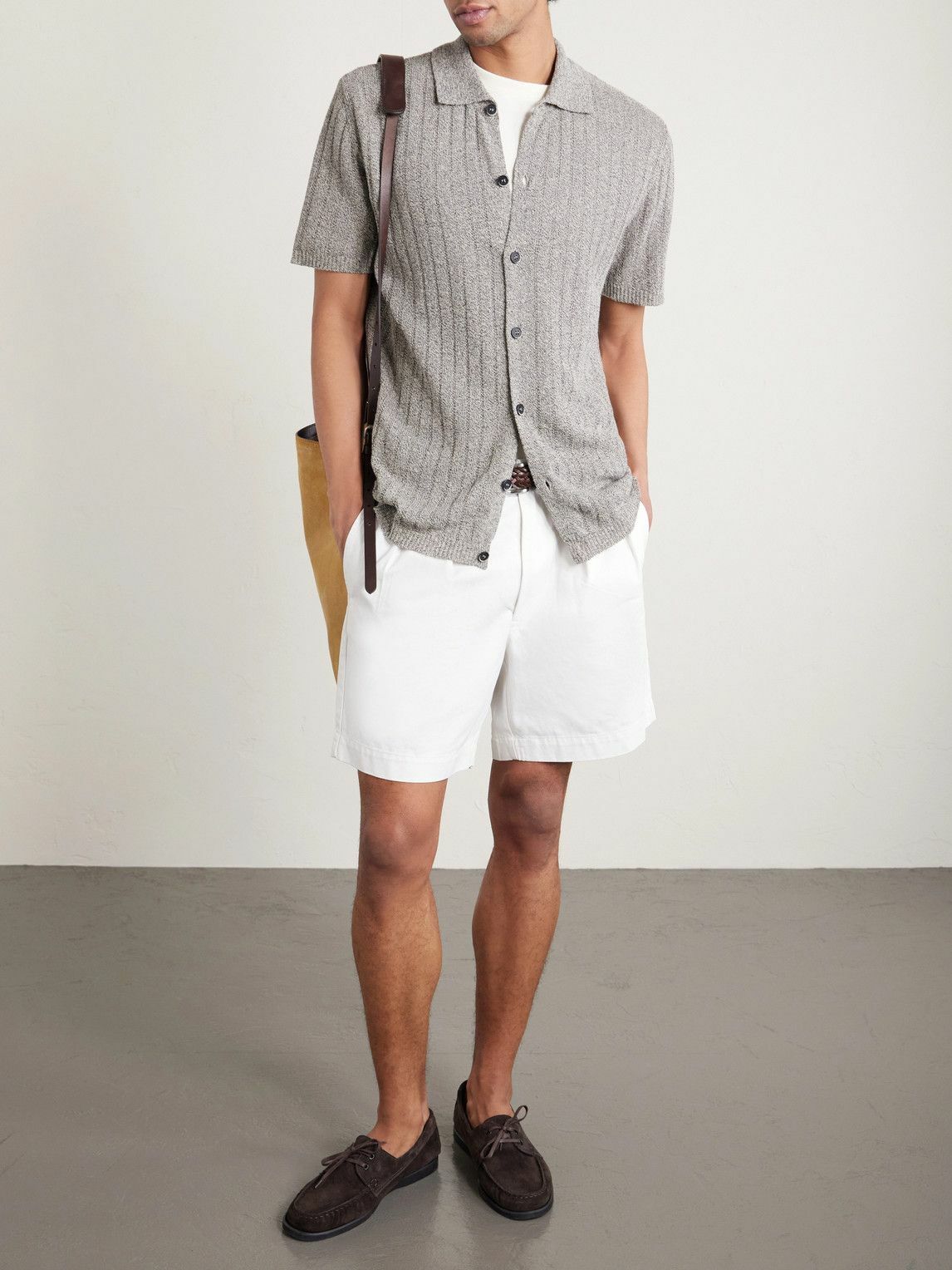 Barena - Ribbed Linen and Cotton-Blend Polo Shirt - Gray